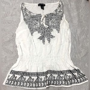 White embroidered sleeveless top